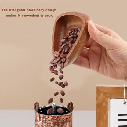 Coffee Bean Dosing Cup,Wood/Ceramic Coffee Dosing Tray Coffees Bean Weighing Tray Weigh Coffees Beans Container,with Spray Bottle Measuring Spoon For Coffe e Or Tea - Image 5