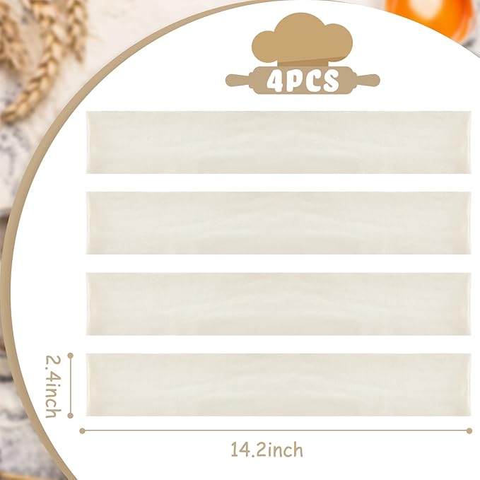 Patelai Set of 4 Rolling Pin Covers 14.96 x 1.97 Inch Cotton White Rolling Pin Sock Sleeve for Baking