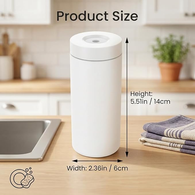 Dish Soap Dish Dispenser, 240ml Silicone Squeeze Washing Up Liquid and Hand Soap Refillable Bottles, Dishwashing Liquid Dispensing for Kitchen & Bathroom (White)