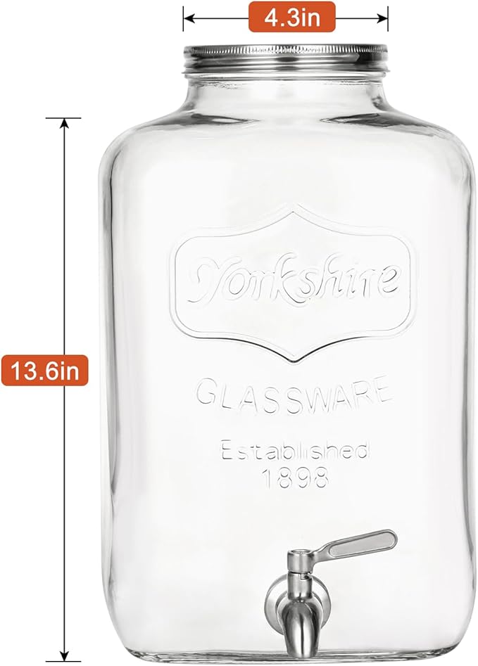 2 Gallon Glass Drink Dispenser - Stainless Steel Leakproof Spigot and Lid, Beverage Glass Drink Dispensers for Parties, Water Beverage Dispenser Liquid Laundry Detergent Dispenser - Image 4