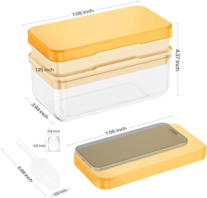 PHINOX Ice Cube Tray with Lid and Bin, Ice Trays for Freezer, Flexible Ice Cube Trays, Making 56 pcs Ice Cubes, Chilling Cocktail, Whiskey, Coffee, with 2 trays, Ice Container, Scoop&Cover, BPA Free - Image 3