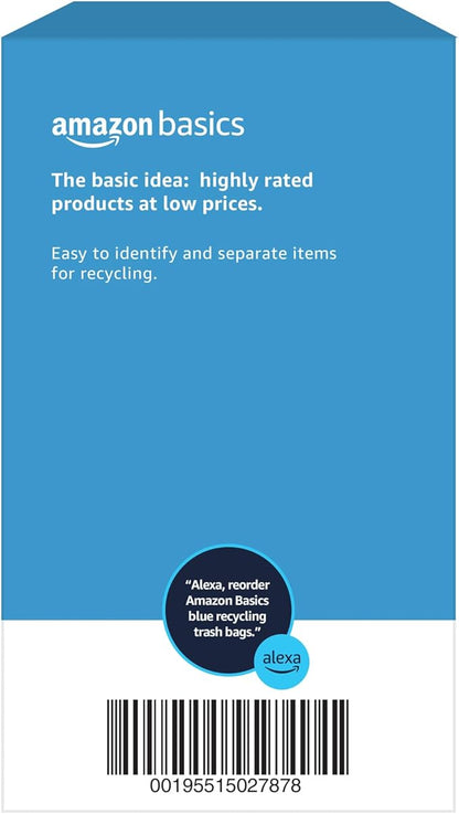 Amazon Basics Blue Recycling Drawstring Trash Bags, Tall Kitchen, Unscented, 13 Gallon, 60 Count