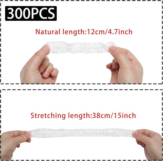 300 Pcs Plastic Bowl Covers Stretch Edging Disposable Food Covers Flexible Storage Packaging, White - Image 2