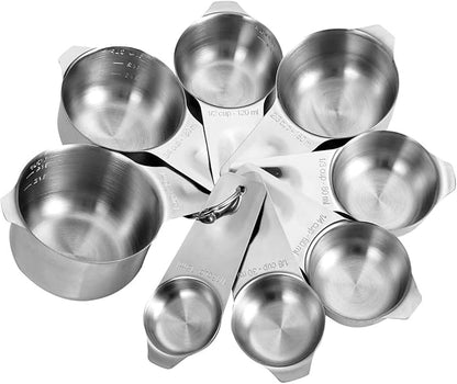 DOTINGHUX 8 Pcs Stainless Steel Measuring Cups Set, Kitchen Measuring Cup for Cooking and Baking - Image 2