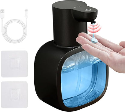 Automatic Liquid Soap Dispenser, 17oz/500ml Touchless Rechargeable with 4-Level Adjustable & IPX5 Waterproof - Level Display for Wall/Tabletop Use in Bathroom, Kitchen, Black by DODOMEKIA