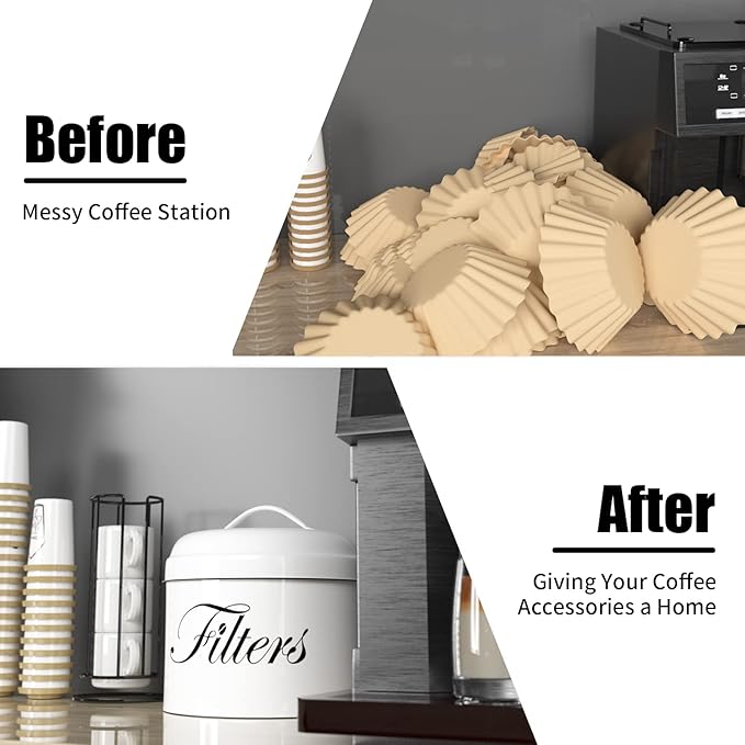 Coffee Filter Holder, Basket Storage Container for Counter, Black Small Bar Accessories for Coffee Bar Station(White) - Image 3