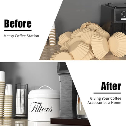 Coffee Filter Holder, Basket Storage Container for Counter, Black Small Bar Accessories for Coffee Bar Station(White) - Image 3