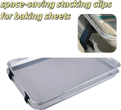 20 Piece Reusable Baking Tray Stacker, Space Saving Fixed Cookie Tray Stacker, Cookie Tray Baking Tray for Kitchen Baking (Black)