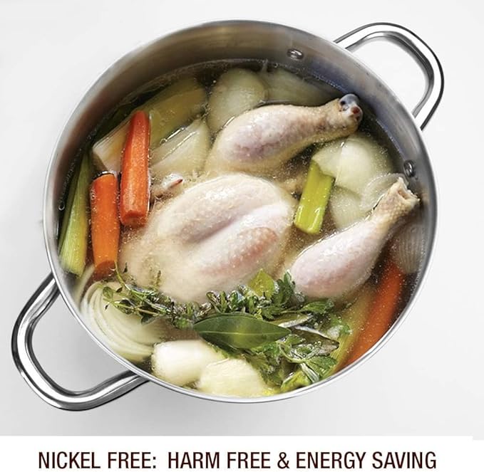 HOMICHEF 10 Quart Stock Pot With Glass Lid - Nickel Free Stainless Steel 10 Qt Pots With Handle - Mirror Polished StockPot 10 Quart - Induction Cooking Pots With Lid - Healthy Soup Pot - Image 3