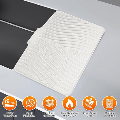 Silicone Dish Drying Mat for Kitchen Counter, Dish Drying Pad, Non-Slip Drain Pad with Built-in Drain, Heat Resistant Stone Drying Mat - Image 4