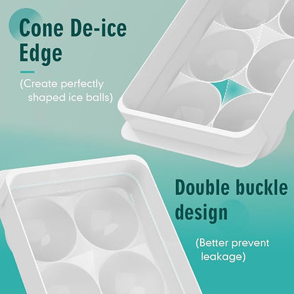 WIBIMEN Large Ice Cube Molds, Big Round Whiskey Ice Cube Trays for Freezer, Easy to Fill & Release, Whiskey Bourbon Cocktail(1.9In*6 Balls- White/2 Pack) - Image 6
