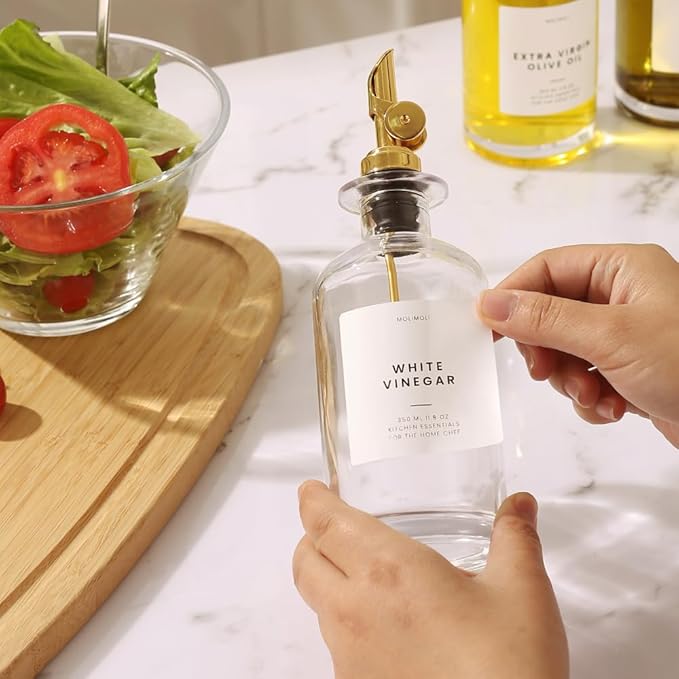 Molimoli Glass Olive Oil Cruet Set - 350ml Bottles With Weighted Pourers, Set of 4 - Image 9