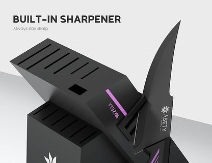 Knife Set - 15 PCS Kitchen Knife Set with Built-in Knife Sharpener Block - Stainless Steel Knife Block Set - Dishwasher Safe, Elegant Box for Men Women, Mothers Day - Image 4