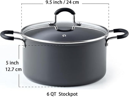 Cook N Home Casserole Dutch Oven Stockpot With Lid Professional Hard Anodized Nonstick 6-Quart , Oven Safe - with Stay-Cool Handles, black - Image 2