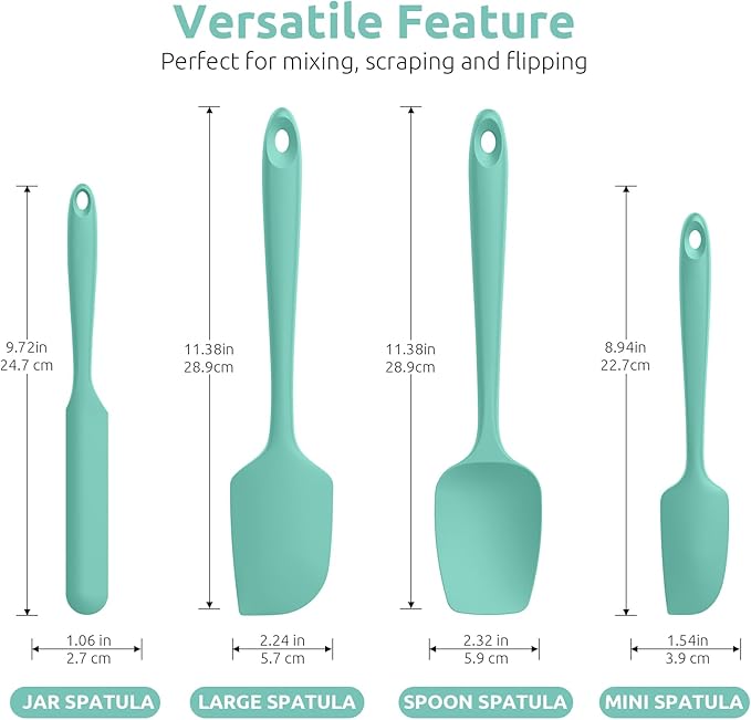 U-Taste Silicone Spatula Set with 600 Degrees Fahrenheit Heat Resistant (Teal/Aqua Sky) - Image 2
