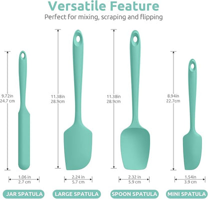 U-Taste Silicone Spatula Set with 600 Degrees Fahrenheit Heat Resistant (Teal/Aqua Sky) - Image 2