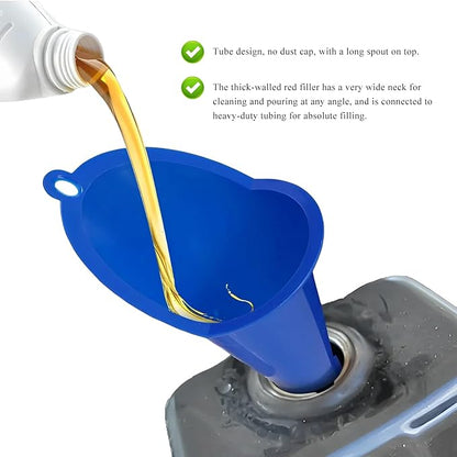 Oil Funnel, Multi-Purpose Plastic Long Neck Oil Funnel, Automotive Use Funnels for Filling Oils Lubricants Water Diesel, Kitchen Funnels for Filling Bottles Jars (Blue, 1PCS)