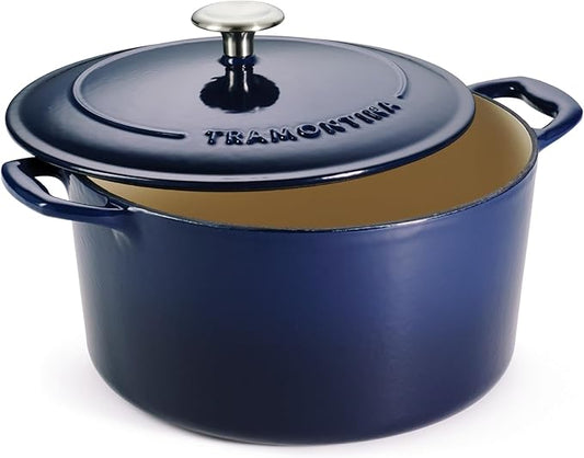 Tramontina Enameled Cast Iron Dutch Oven Pot with Lid, Round 6.5-quart, Blue by Tramontina