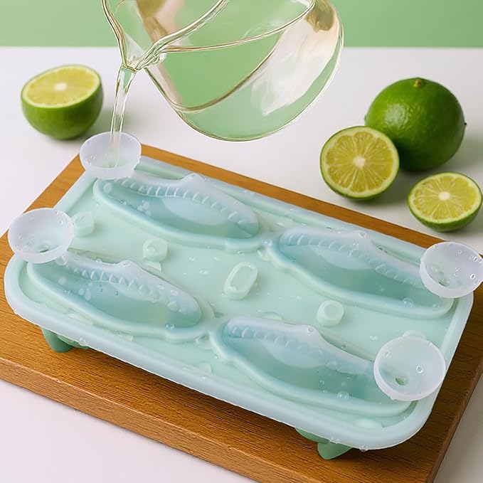 Dinosaur Ice Cube Tray, 3D Dino Ice Cube Mold, Silicone Ice Tray Large Fun Shapes, Make 4 Cute Monster Ice Balls for Whiskey Cocktails, Dinosaur Gifts for Kids Men Women, Blue