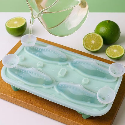 Dinosaur Ice Cube Tray, 3D Dino Ice Cube Mold, Silicone Ice Tray Large Fun Shapes, Make 4 Cute Monster Ice Balls for Whiskey Cocktails, Dinosaur Gifts for Kids Men Women, Green