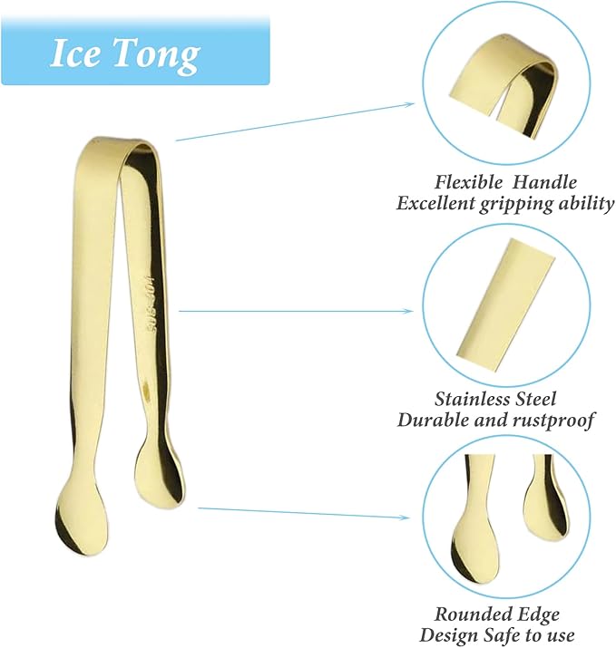 6PCS Ice Tongs Mini Sugar Tongs 4.25Inch Tong for Serving Food Small Serving Tong, Kitchen Tong for Appetizers,Tea Party, Coffee Bar, Desserts by Sunenlyst (Silver and Gold) - Image 3