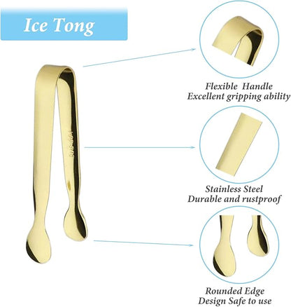 6PCS Ice Tongs Mini Sugar Tongs 4.25Inch Tong for Serving Food Small Serving Tong, Kitchen Tong for Appetizers,Tea Party, Coffee Bar, Desserts by Sunenlyst (Silver and Gold) - Image 3
