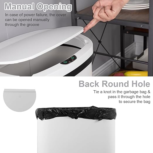 FDW Garbage Can 13 Gallon 50 Liter Kitchen Trash Can for Bathroom Bedroom Home Office Automatic Touch Free High-Capacity with Lid Waste Bin - Image 5