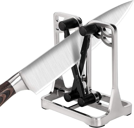 Knife Sharpener, Knife Sharpener Tool with Self-Adjusting, Stainless Steel and Tungsten Carbide, Knife Sharpeners for Kitchen Knives Helps Repair Sharpens, Hones, Polishes Blades by Ehoyal