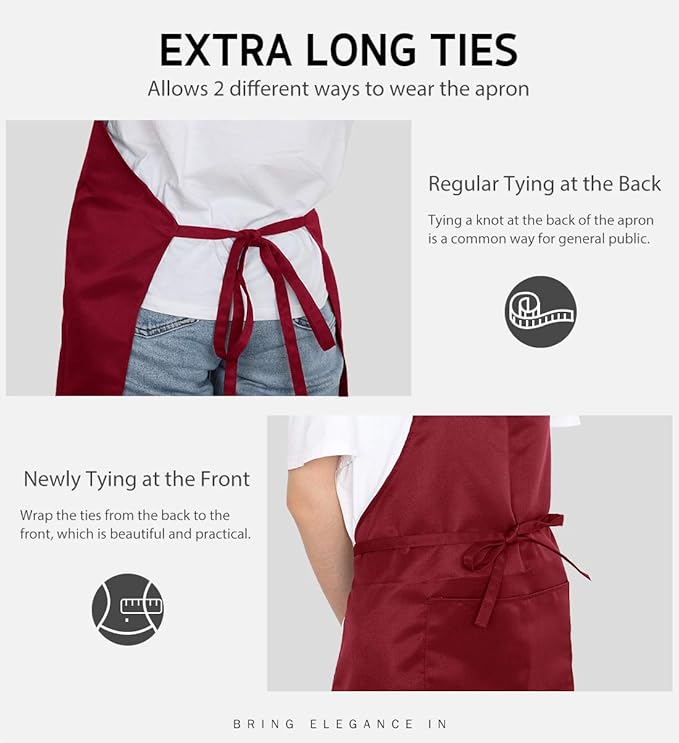 Syntus Apron for Men Women, Adjustable Cooking Kitchen Chef Aprons with 2 Pockets, Cotton/Polycotton/Polyester - Image 6