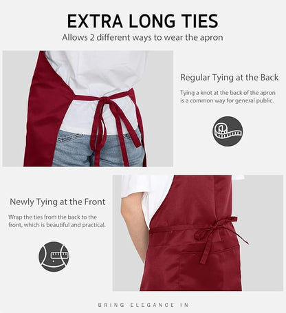 Syntus Apron for Men Women, Adjustable Cooking Kitchen Chef Aprons with 2 Pockets, Cotton/Polycotton/Polyester - Image 6