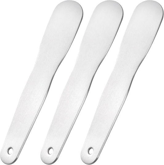 Pndeyo 3pcs Mini Stainless Steel Makeup Spatula, 3.35x0.69in Reusable Cosmetic Cream Spatulas Spoon, Silver Facial Skincare Scoop Applicator Massage Beauty Tools for Mixing and Sampling Face Eye Cream