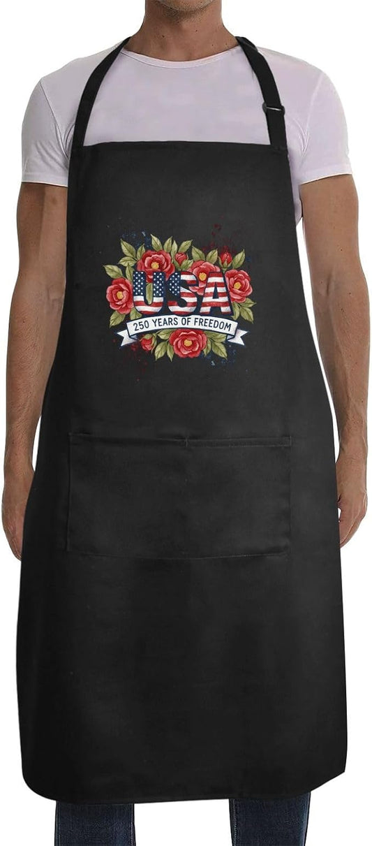 Us 250 Years Of Freedoms Apron With Pocket For Mens