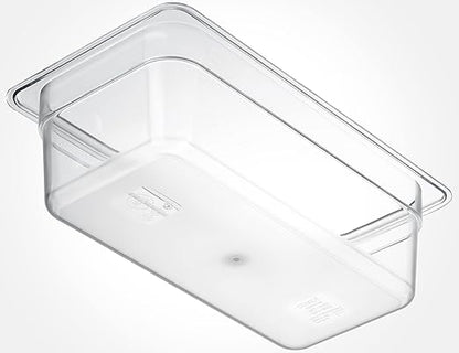CURTA 6-Pack 1/3 Size 4" Deep NSF Polycarbonate Food Pans | Dishwasher & Freezer Safe Clear Container for Prep Tables, Buffet, Salad Bar, Commercial & Home Kitchen