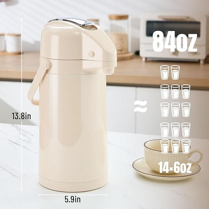 PARACITY Upgraded Airpot Coffee Carafe with Double Pump, Stainless Steel Drink Dispenser for Hot/Cold Beverage with Lazy Susan Base, Coffee Termos Para Cafe for Hot Cocoa for Parties