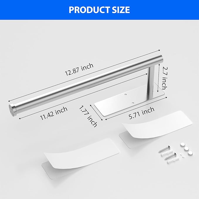 Paper Towel Holder Under Cabinet, Self-Adhesive,No Drilling, Stainless Steel, Wall-Mounted for Kitchen and Bathroom, Easy Install, Durable, Space-Saving, Ideal for Home, RV (Sliver, 2 Pack) - Image 5