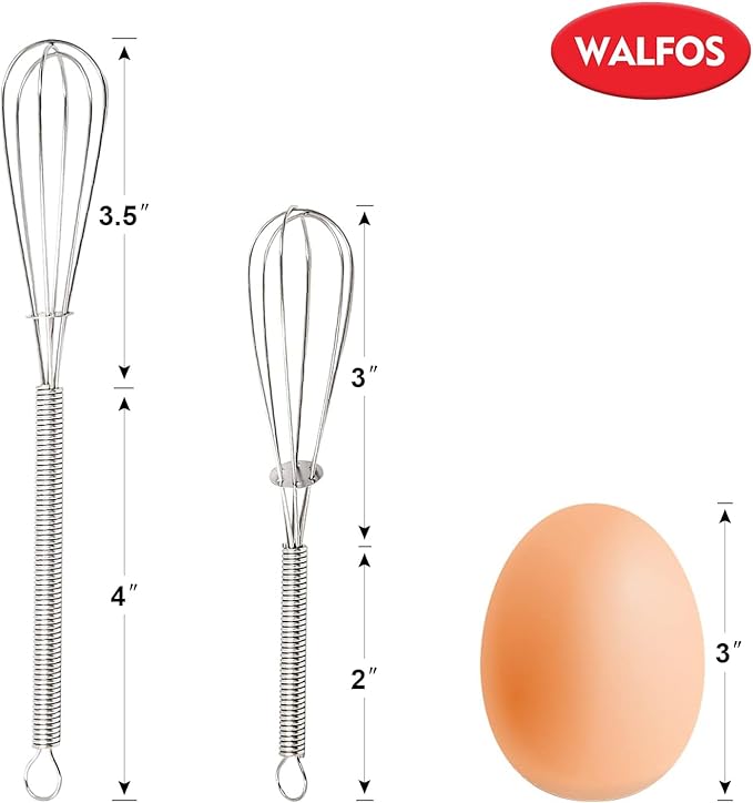 Walfos Mini Whisks Stainless Steel, Small Whisk 2 Pieces, 5in and 7in Tiny Whisk for Whisking, Beating, Blending Ingredients, Mixing Sauces - Image 6