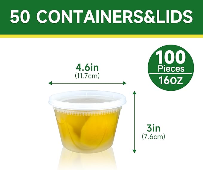 Dealusy 50 Set 16 oz Deli Containers with Lids, Leak-Proof BPA Free Plastic Take Out Bowls, Food Storage Containers for Takeout Meal Prep Storage, Freezer, Microwave & Dishwasher Safe - Image 2