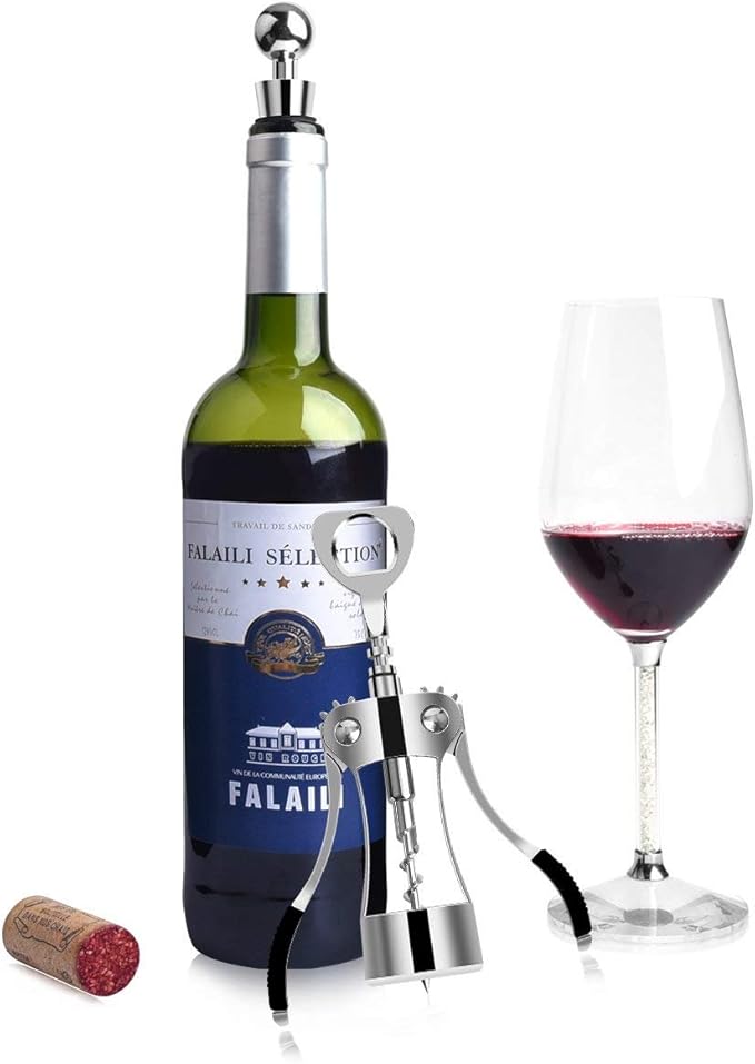 Foho Best Wing Corkscrew Wine Bottle Opener Luxury Waiter Corkscrew with Stopper Set for Wine Enthusiast Waiters - Sleeve Anchors