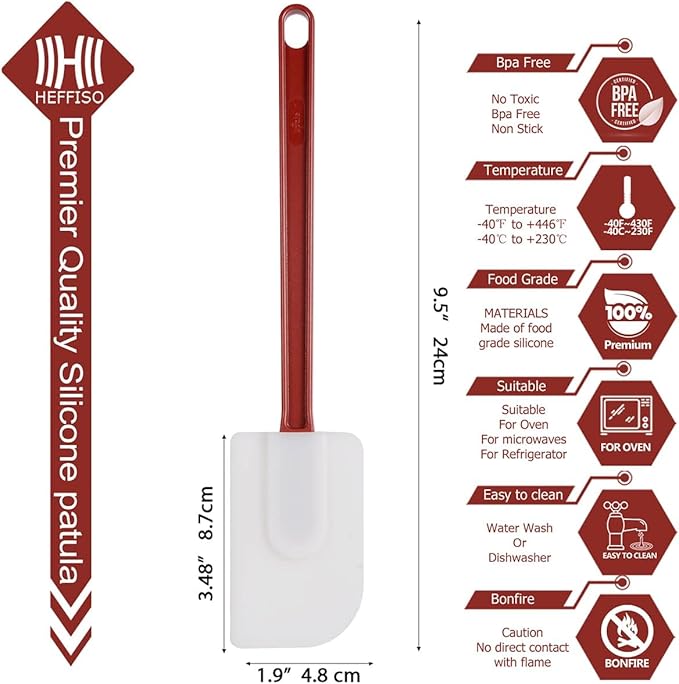 6 Pcs Commerical Rubber Spatula, 9.5-Inch Silicone Rubber Spatula Set High Heat Resistant, Commercial Grade Spatulas, Silicone Jam Scrapers for Baking, Nonstick & BPA-Free - Image 5