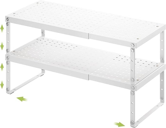 RUILALIFE Expandable Cabinet Organizer Shelf With Adjustable Height, Stackable Kitchen Countertop Organizer Rack, Adjustable Shelf Riser For Kitchen Counter, Pantry, Cupboard, Desk, Tabletop