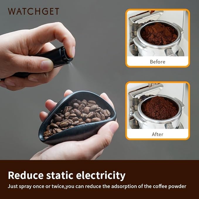 watchget Coffee Bean Dosing Cup & RDT Spray Bottle Kit for Espresso Bar, Static Reduction Ceramic Single Dose Tray for Brewing/Tea, Barista Accessories Set, Black - Image 3