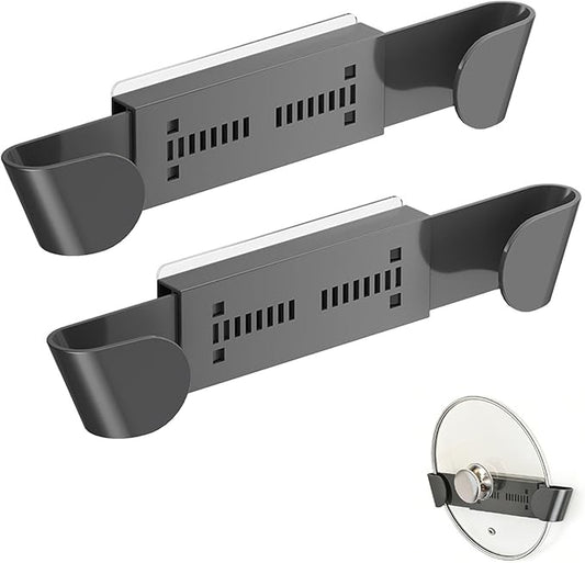 Universal Pot Lid Holder Organizer for Cabinet - 2 Pack Pan Lid Organizers, Inside Door Wall Mount Pots Top Rack Gray