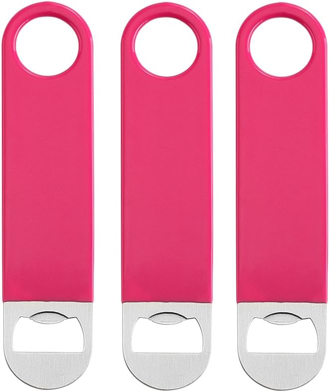 3 Pack 7" Heavy Duty Flat Bottle Opener, Pink by QLL
