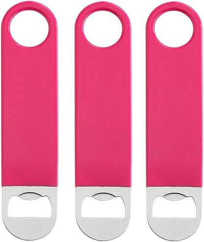 3 Pack 7" Heavy Duty Flat Bottle Opener, Pink by QLL