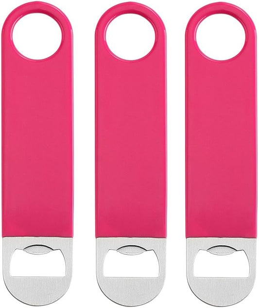 3 Pack 7" Heavy Duty Flat Bottle Opener, Pink by QLL