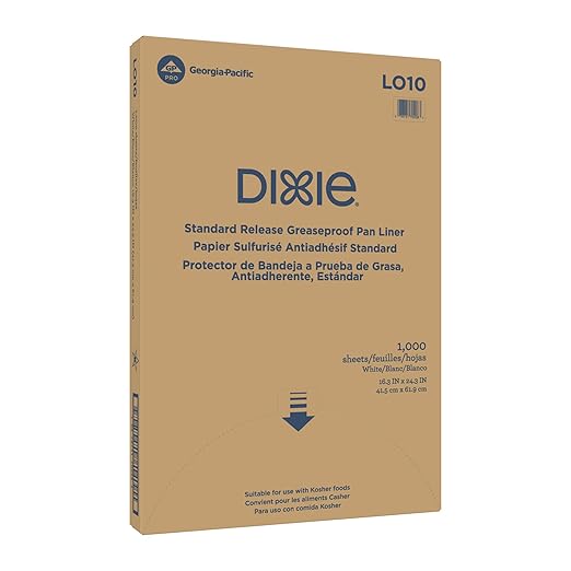 Georgia-Pacific Dixie Grease-Proof Non-Stick Pan Liner by GP PRO (Georgia-Pacific), White, LO10, 24.375'' Length x 16.375" Width, (Case of 1,000)