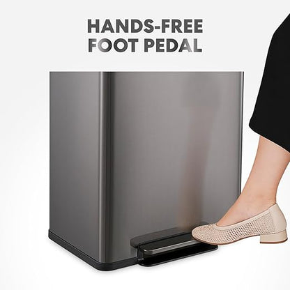 SIMPLI-Magic Infinity Edge 16 Gallon (60L) Kitchen Trash Can - Hands-Free Step Pedal, Soft-Close Lid, Stainless Steel Garbage Can with Removable Inner Bucket, Fingerprint-Resistant Finish - Image 4