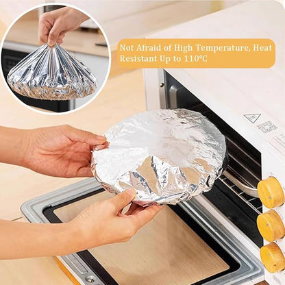 Ouliget Repeatable Film Insulation Cover,Aluminium Foil Elastic Food Bowl Storage Covers,Food Fresh Keeping Bags for Sandwich Wraps Burritos BBQ Cooking Storing Food,10 Pieces - Image 5