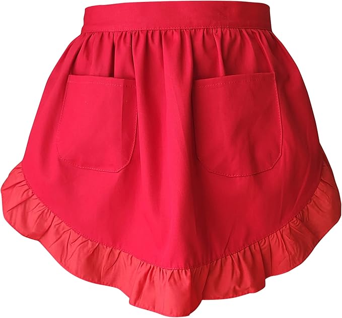 CRB Fashion Waist Apron Kitchen Cooking Restaurant Cotton Bistro Half Aprons with Pockets For Woman