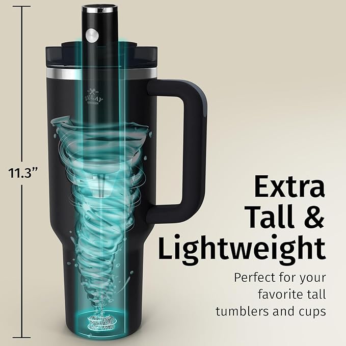 Zulay Kitchen Rechargeable Milk Frother Handheld Lux - Powerful 2-Speed Motor, Waterproof, 2000mAh Battery - Drink Mixer for Latte, Cappuccino, Matcha & Protein Powder - Sky Blue - Image 5